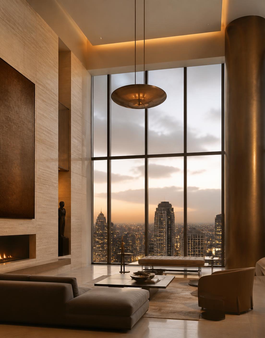 Penthouse interior overlooking an African skyline